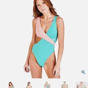 Nike Aqua and Coral Swimsuit xs